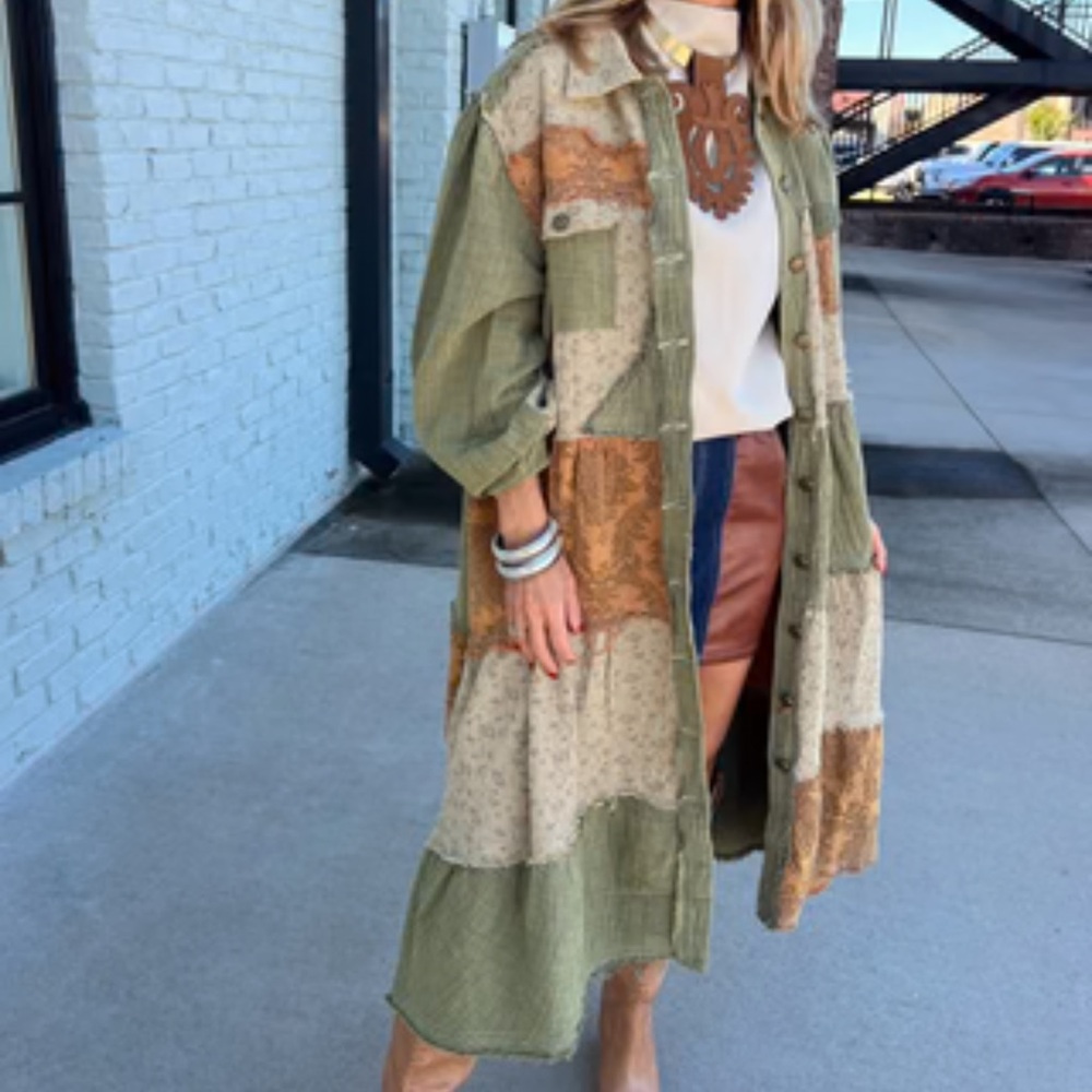 POL patchwork button down duster dress - image 1